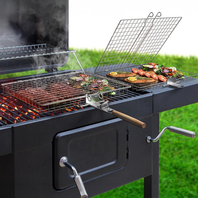 Sorbus Grill Basket Stainless Steel Large Folding Barbecue Grilling Basket with Handle Portable BBQ Accessories for Fish Shrimp Vegetables Grilling Accessories Gifts for Outdoor Cooking Camping 2 Pack - Image 2
