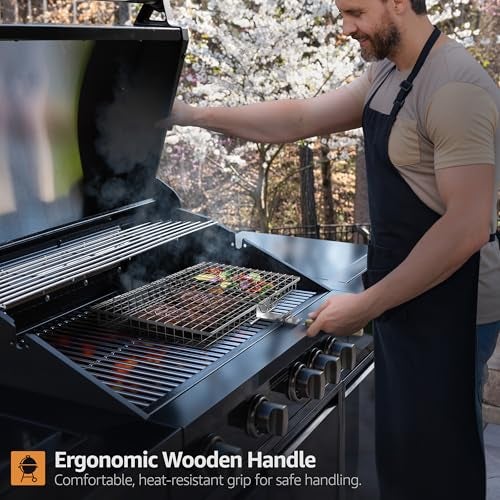 Sorbus Grill Basket Stainless Steel Large Folding Barbecue Grilling Basket with Handle Portable BBQ Accessories for Fish Shrimp Vegetables Grilling Accessories Gifts for Outdoor Cooking Camping 2 Pack - Image 3