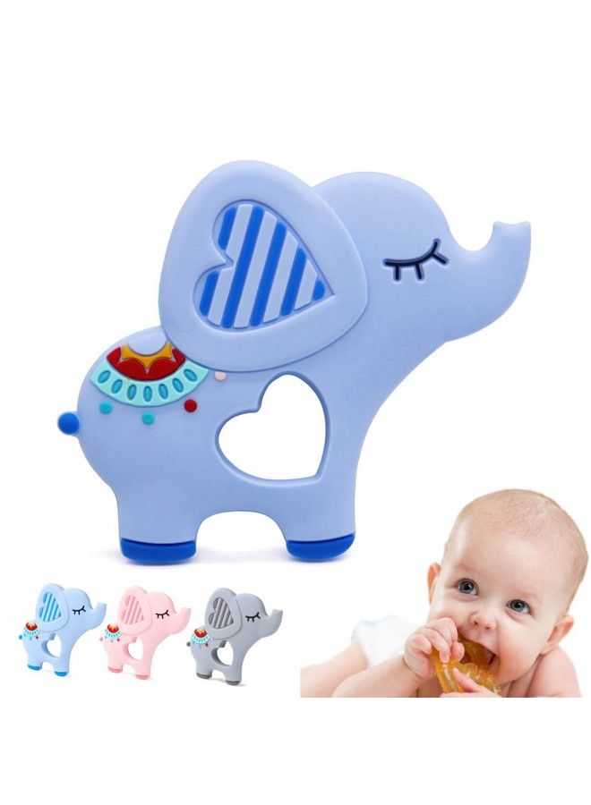 iSweven Teethers For Babies ; Bpa Free Silicone Soft Baby Toys ; Elephant Shaped Baby Gum Molar Chew Toy Relive Long Tooth Pain ; Toodle Teething Pacifier (3 12 Months Blue) - Image 2