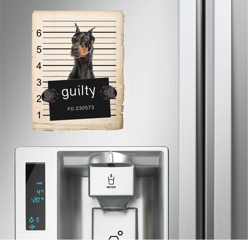 Work House Signs Doberman Pinscher Dog Mugshot Bad Dog Car Bumper Magnet, Magnetic for Refrigerator, Decorative Fridge, Office, Whiteboard, Kitchen, Locker Waterproof Decor, Family & Friends, 4x7 in - Image 2