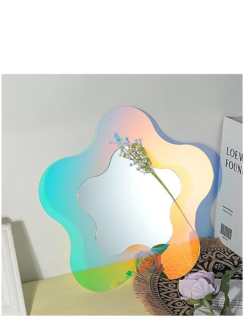 KASTWAVE Irregular Wall Mirror Wavy Acrylic Mirror Room Decor Aesthetic Mirror Amorphic Vanity Retro Mirror for Bedroom Living Room Bathroom Entryway Wall Decor (Five Pointed Star 30 x 30 cm) - Image 1