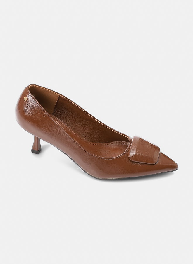 Dejavu Shoes JAL-DVTX-018 Leather Plain With A Middle Buckle Heels For Women - Image 1