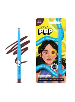 Longwear Matte Kajal - 03 Brown - Intense Brown Kohl Kajal | Long Lasting, Smudge Proof Pencil, Water Proof, Single Stroke Velvet Finish | Lasts Up To 16 Hours