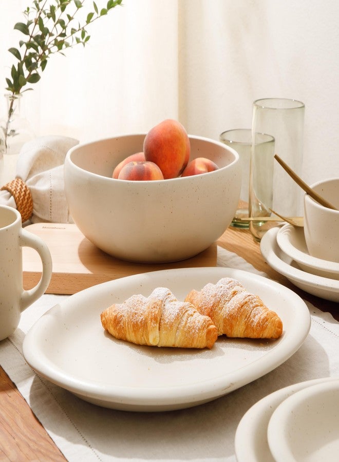 Bloomhouse Corsica Clay 2 Piece Oval Platter and Bowl Serving Set - Sea Salt White - Image 2
