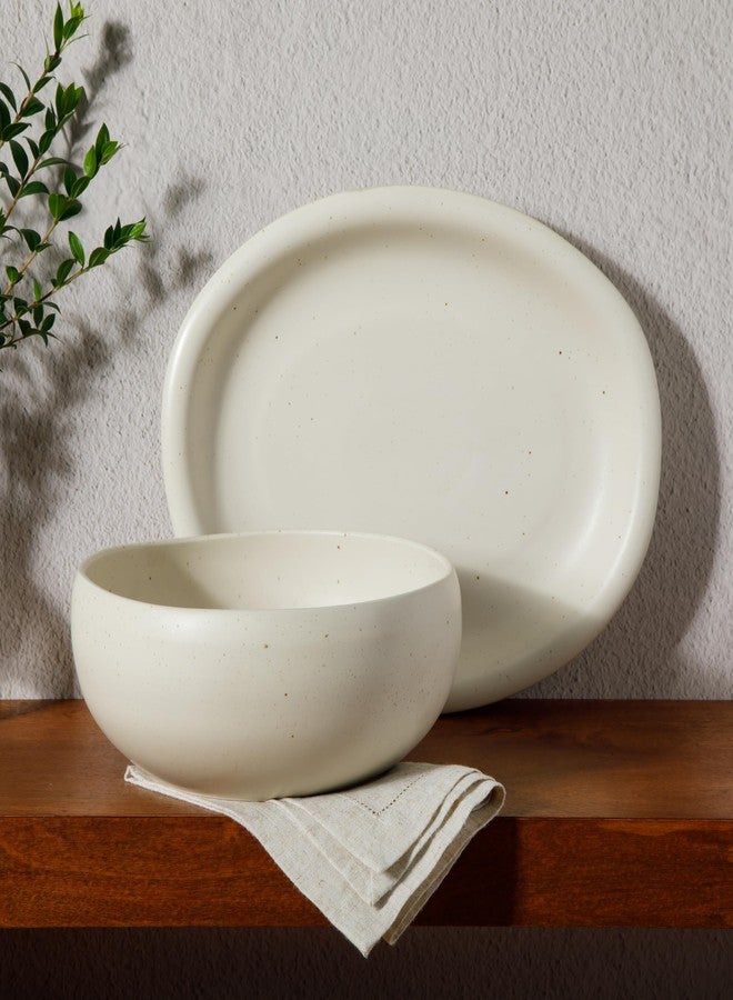 Bloomhouse Corsica Clay 2 Piece Oval Platter and Bowl Serving Set - Sea Salt White - Image 3