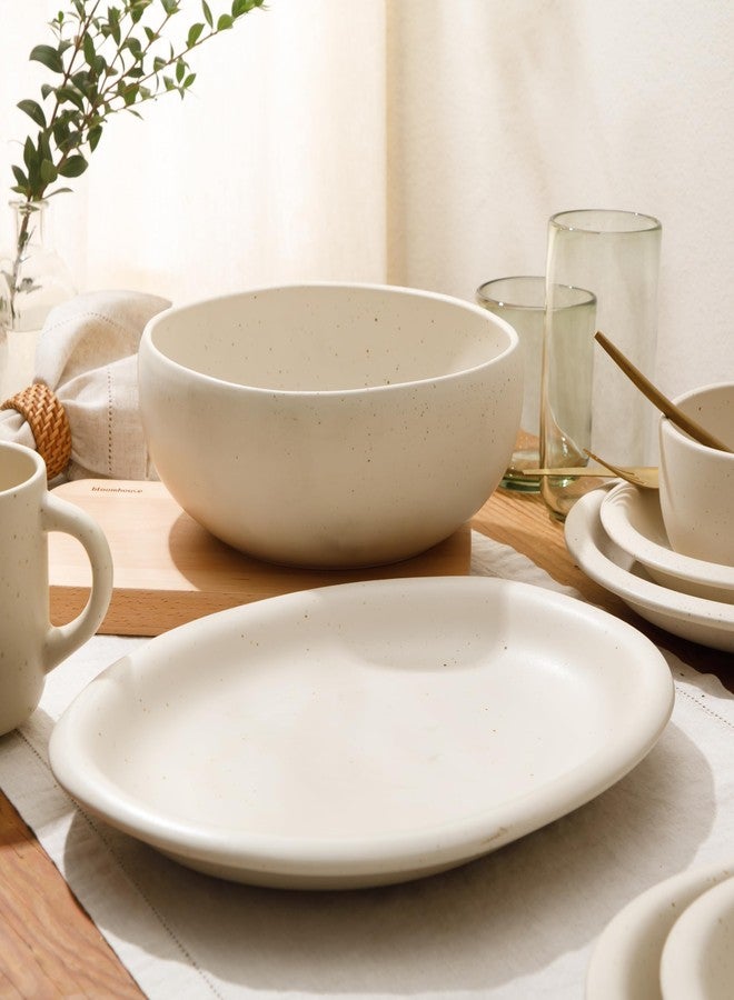 Bloomhouse Corsica Clay 2 Piece Oval Platter and Bowl Serving Set - Sea Salt White - Image 5