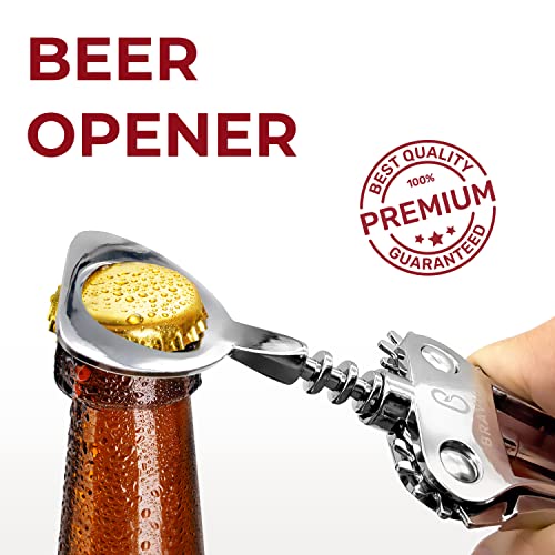 BRAVIGI Premium Wine Bottle Opener, Wing Corkscrew - Perfect Cork Screw to open Wine Bottles & Beer - made w/ Heavy Duty Stainless Steel & Zinc Alloy Body - Ideal For Waiters, Bartenders, Restaurants & Home - Image 3