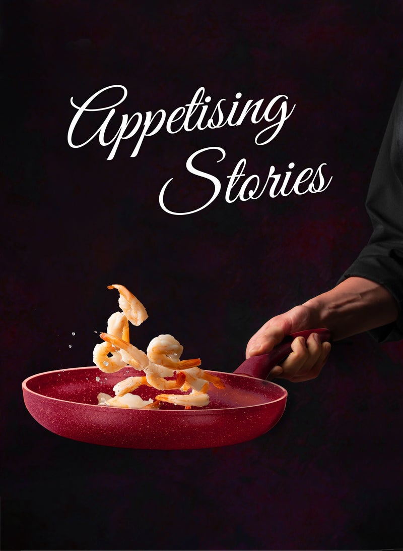 Grandi 3-Piece Non-Stick Titanium High thickness Frying Pan Set Red Big Frying Pan (26), Medium Frying Pan (22), Small Frying Pan (18)cm - Image 4