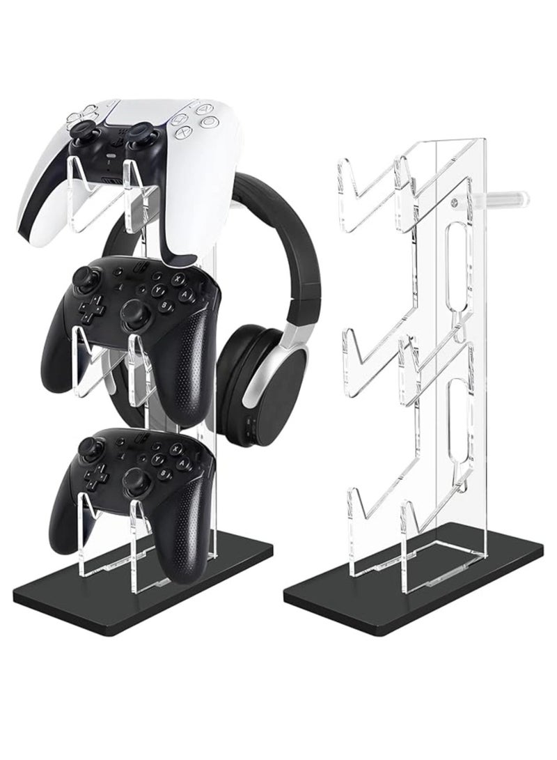 Beauenty 3 Tier Controller Stand and Headset Holder Game Accessories Storage Bracket for PS5 PS4 Nintendo Switch Xbox, Controller Holder Headset Stand Gaming Accessories,Desk Mounts for Controller - Image 1