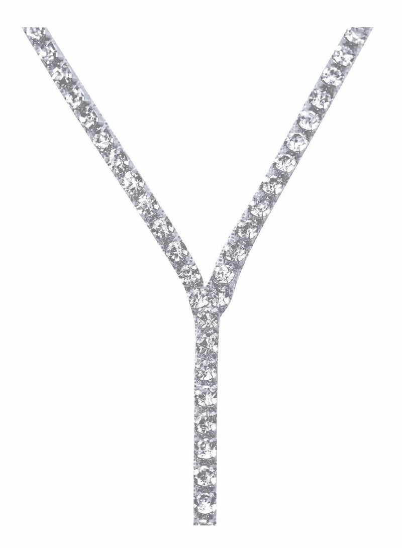 KASTWAVE Choker Necklace for Women Girls, 2 Pcs Rhinestone Tassel Wide Collar Necklaces Chain - Image 3