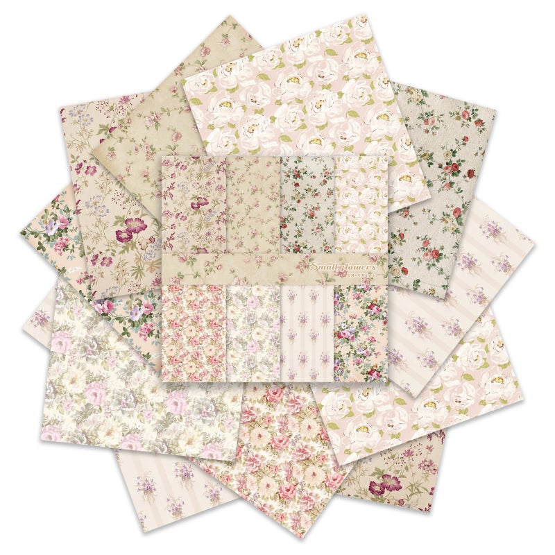 PRSTINCOL Scrapbook Paper,16 Sheets 5.8x5.8 Inch Vintage Floral Style Scrapbook Supplies,Single-Sided Vivid Origami Decoupage Paper for DIY Crafts, Card Making, Art Journaling - Image 2