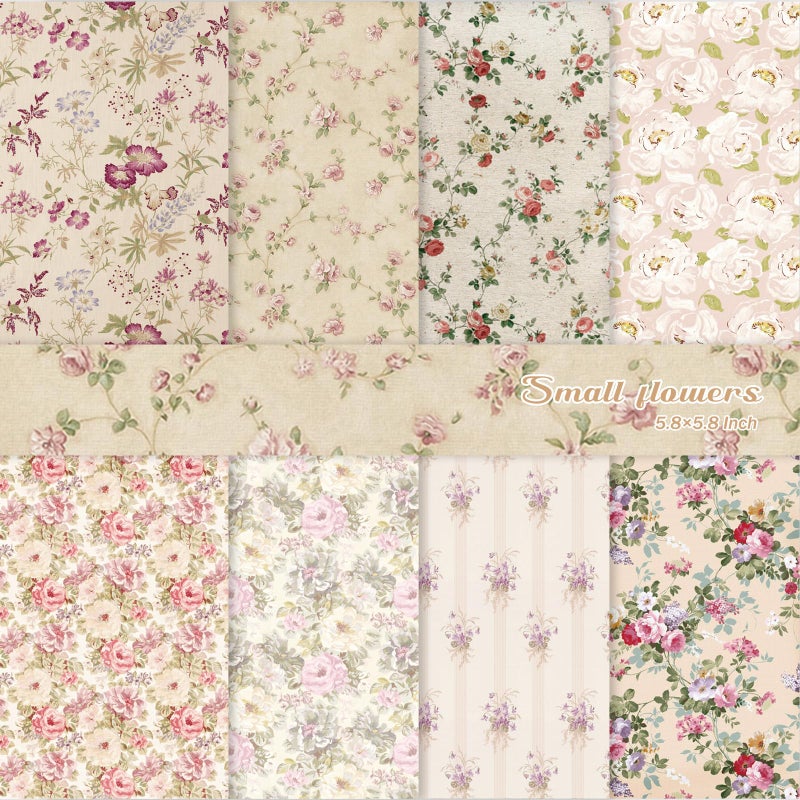 PRSTINCOL Scrapbook Paper,16 Sheets 5.8x5.8 Inch Vintage Floral Style Scrapbook Supplies,Single-Sided Vivid Origami Decoupage Paper for DIY Crafts, Card Making, Art Journaling - Image 1