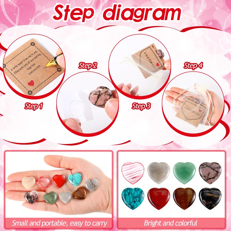 Lerheedi 50 Sets Valentines Gift Pocket Hug Token Valentines Gift Bulk Hug Cards with Acrylic Heart Shape Stones Keepsake Exchange Relationship Cards for Colleagues Family Distance Social Celebration of Life - Image 5