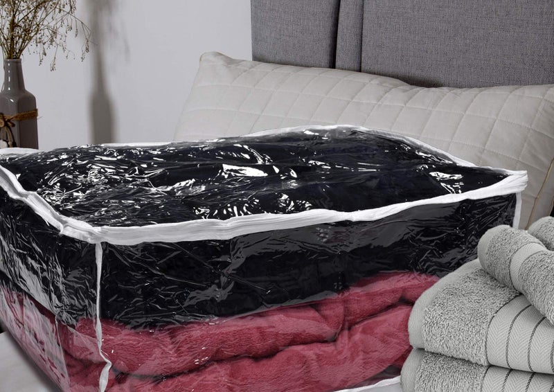 Handy Laundry Blanket Storage Bags - 90 L - Zippered Large Clear Plastic Storage Bag, Shield Your Quilt Blankets, Bedding and Clothes from Dust, Dirt & Moisture - Gliding Zipper for Easy Access - Image 5