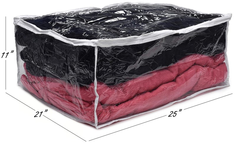 Handy Laundry Blanket Storage Bags - 90 L - Zippered Large Clear Plastic Storage Bag, Shield Your Quilt Blankets, Bedding and Clothes from Dust, Dirt & Moisture - Gliding Zipper for Easy Access - Image 2