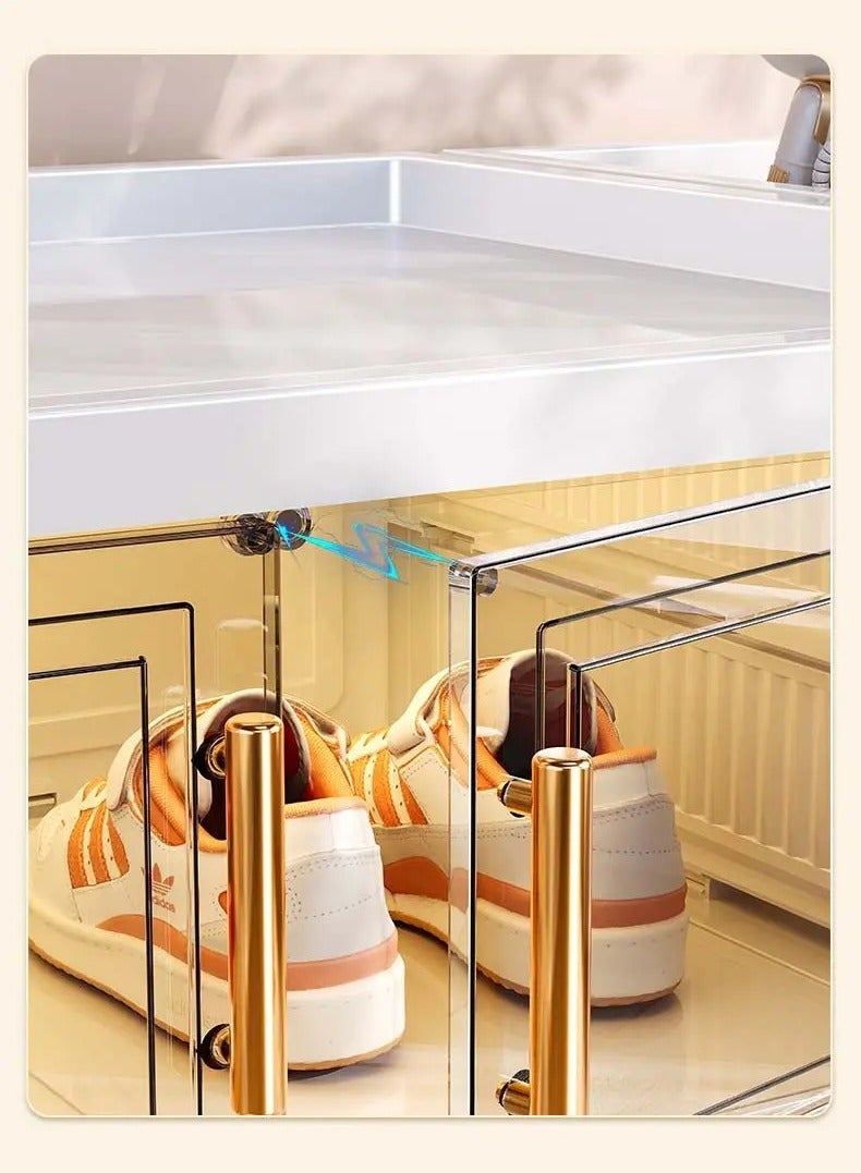 BlueFire 9-Tier Foldable Shoe Cabinet – Stores 18 Pairs of Shoes – Clear Plastic Stackable Shoe Organizer with Magnetic Doors – Space-Saving Collapsible Shoe Rack for Sneakers, Heels & Flats – No Tools Assembly, Sturdy Design - Image 2