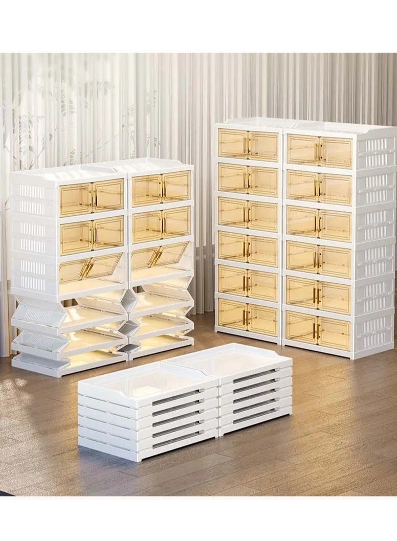 BlueFire 9-Tier Foldable Shoe Cabinet – Stores 18 Pairs of Shoes – Clear Plastic Stackable Shoe Organizer with Magnetic Doors – Space-Saving Collapsible Shoe Rack for Sneakers, Heels & Flats – No Tools Assembly, Sturdy Design - Image 3