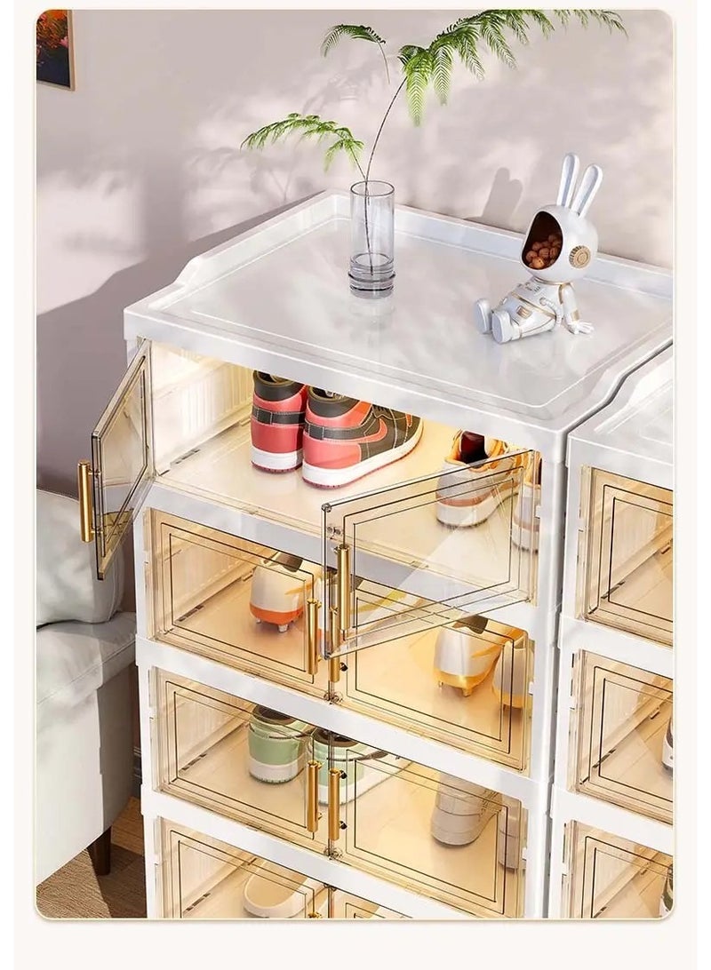 BlueFire 9-Tier Foldable Shoe Cabinet – Stores 18 Pairs of Shoes – Clear Plastic Stackable Shoe Organizer with Magnetic Doors – Space-Saving Collapsible Shoe Rack for Sneakers, Heels & Flats – No Tools Assembly, Sturdy Design - Image 4
