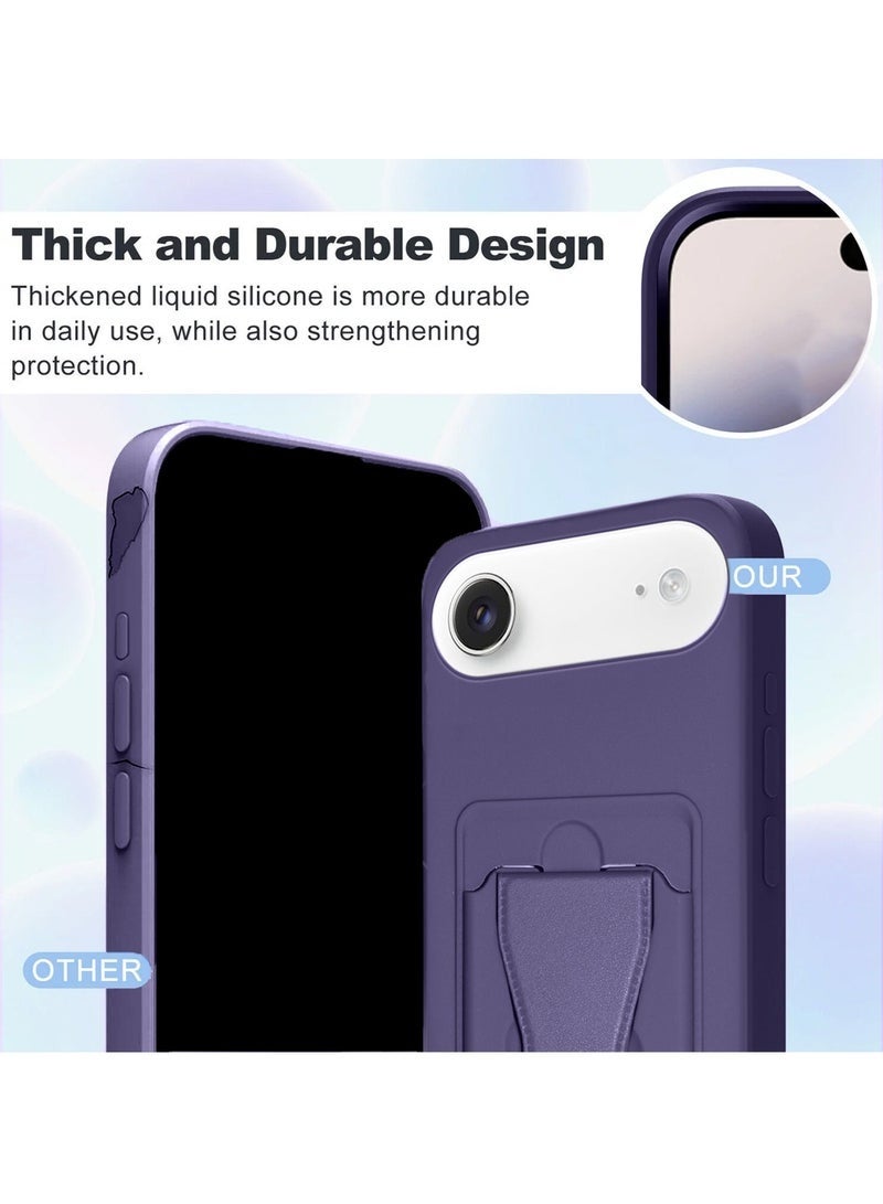 ELTRAZONE iPhone Air 5G 2025 Silicone TPU Case with Card Holder & Hand Grip | Slim Shockproof Wallet Cover with Kickstand Function & Secure Grip Strap (MCHPSN) - Eggplant Purple - Image 2