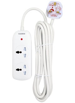 KADRIS Power Strips N2DS Extension Cord with 2 way Outlets, Charging Socket with 4 meter Heat resistant  Extension Cord (White) ESMA approved  - Image 1