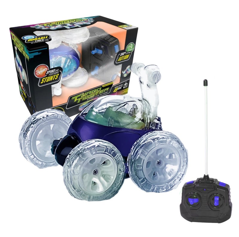 Mindscope Turbo Twisters Blue 49 MHZ Bright LED Light Up Stunt RC Remote Control Vehicle - Image 4