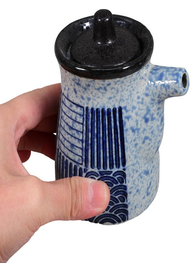 أموسفون موزع زيت سيراميك من أموسفون مع أغطية - موزع صلصة الصويا على الطراز الياباني، وعاء صلصة السوشي للمنزل والمطبخ والمطاعم، 3.93 × 3.34 × 2.75 بوصة - Image 5