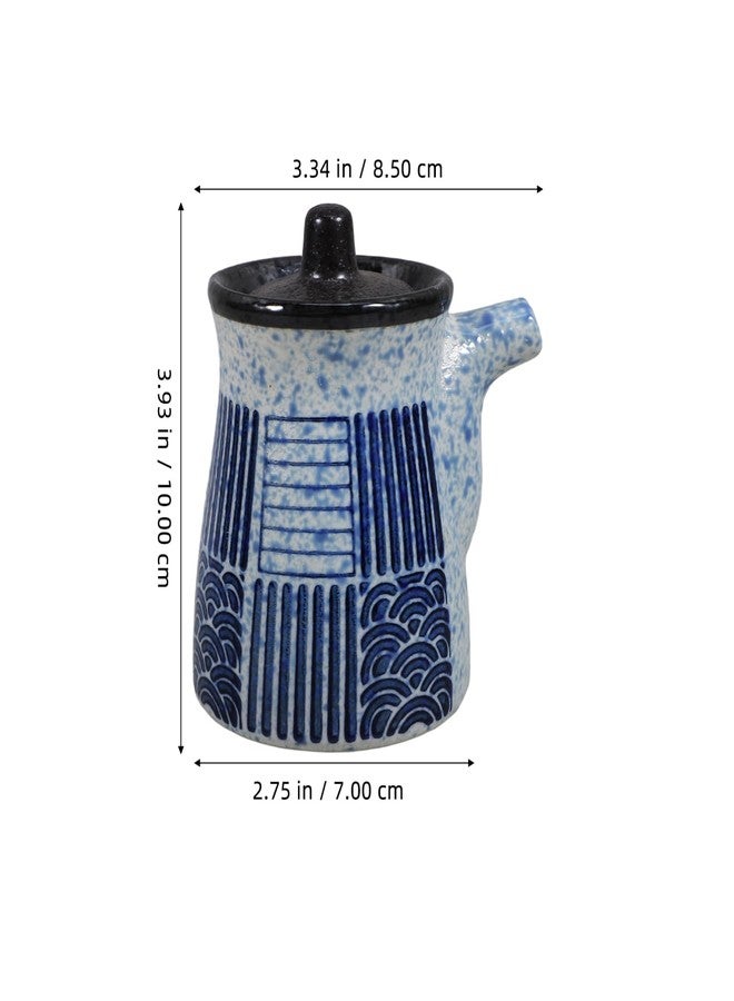 أموسفون موزع زيت سيراميك من أموسفون مع أغطية - موزع صلصة الصويا على الطراز الياباني، وعاء صلصة السوشي للمنزل والمطبخ والمطاعم، 3.93 × 3.34 × 2.75 بوصة - Image 2