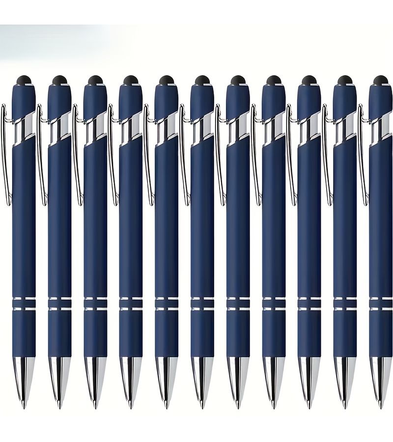 12 Pieces Retractable Stylus Pens Set with 10 Refills Medium Tip - Image 1