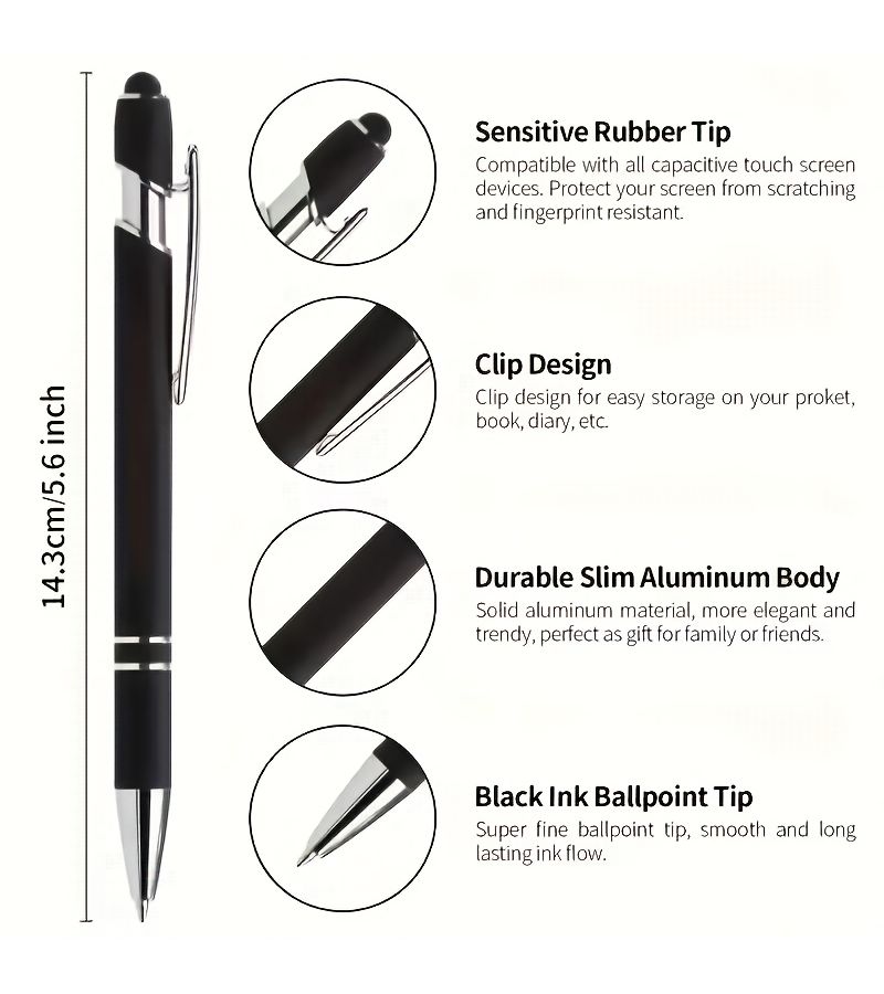 12 Pieces Retractable Stylus Pens Set with 10 Refills Medium Tip - Image 2