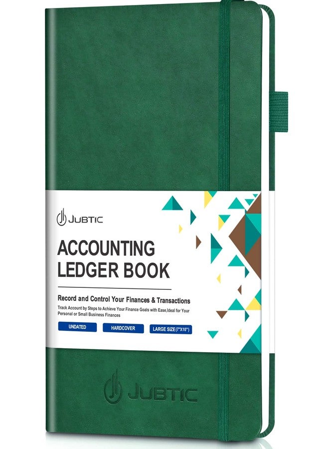 JUBTIC Hardcover Accounting Ledger Book (7x10″) - Bank Accounting Log for Small Business Bookkeeping & Personal Use - Account Tracker Notebook Track Accounts, Deposit, Expenses & Balance (Dark Green) - Image 1