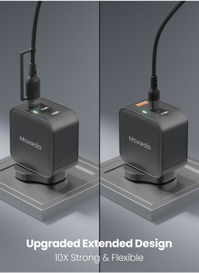 Moxedo Moxedo 2 in 1 Charging Cable 60W Power Delivery Interchangeable USB-A / USB-C to USB-C 1.2 Meters Braided Nylon Cable Compatible with All USB-C Devices  - Image 3