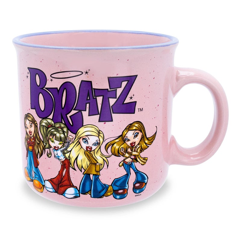 Silver Buffalo Bratz Pink Ceramic Camper Mug  Large Coffee Cup For Espresso Tea Cocoa  Holds 20 Ounces