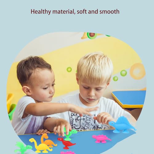 YUERFEILA 16 PCS Suction Cup Toys No Hole Bathtub Shower Toy Party Favor for Kids Dinosaur Silicone Sucker Toys Travel Window Toy for Toddlers Boys Girls - Image 5