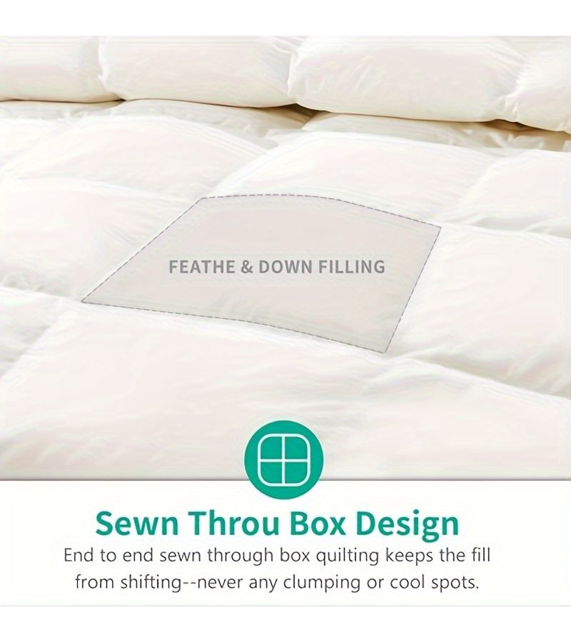 1pc Luxurious Comforter Duvet Insert White 59.06 by 78.74 Inches Heavy Winter Weight 300 Thread Count Super Soft Fabric 85 Percent Fluffy Goose Feather And 15 Percent Down Filling - Image 5