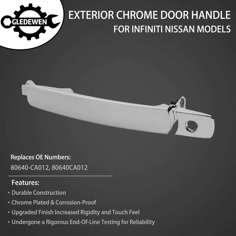 Gledewen Exterior Chrome Door Handle Front Left Driver Side with Keyhole | Without Smart Key - Image 2