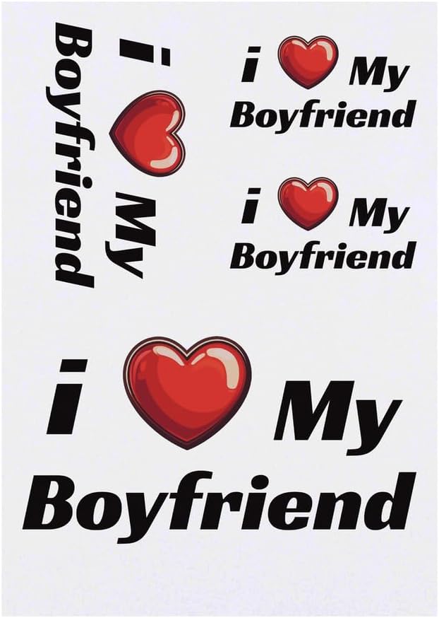 4 x I Love My Boyfriend Temporary Tattoos Water Resistant SkinSafe NonToxic Transfers Mixed Sizes TO00082594