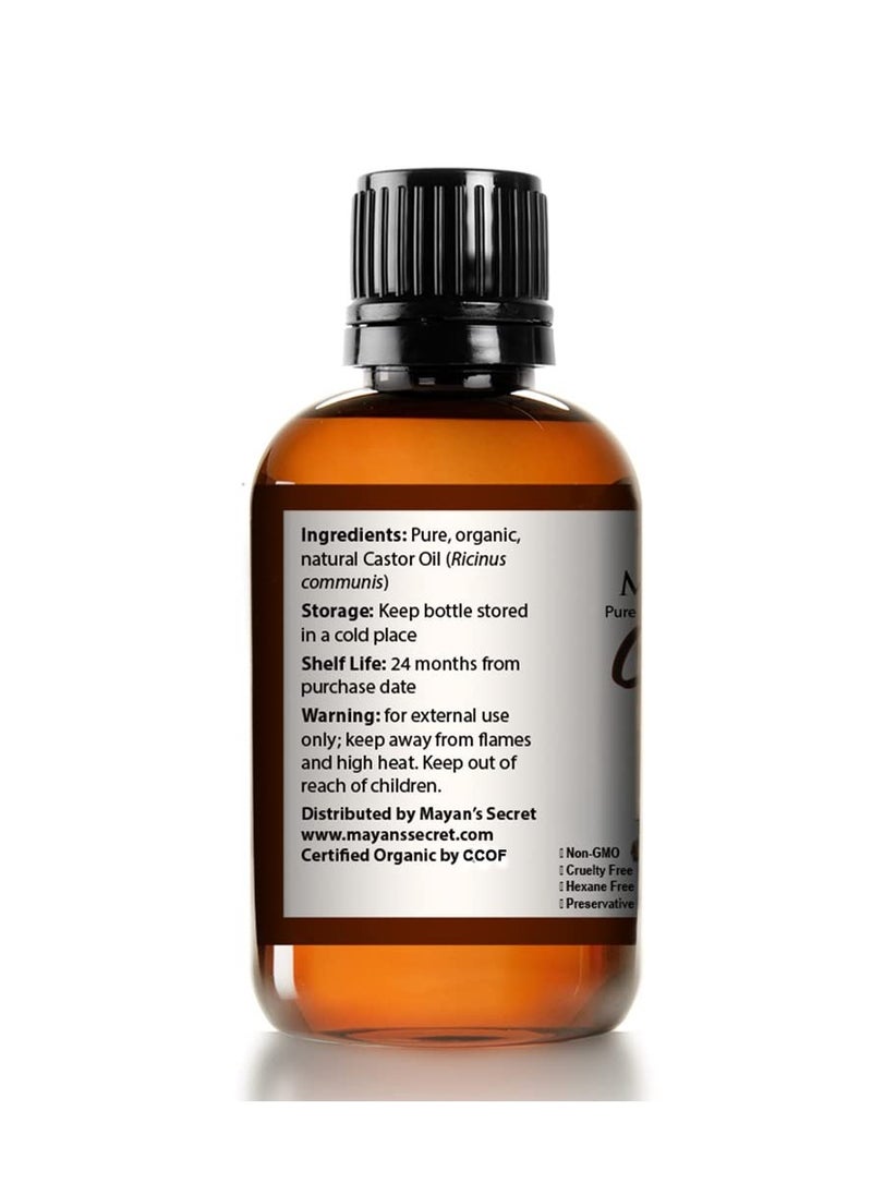 Mayan's Secret Mayan's Secret - 4oz Pure Castor Oil Organic Cold Pressed Unrefined Glass Bottle Hexane Free Hair Oil for Hair Growth, Eyelashes, Eyebrows – Oil for Skin, Face, Body  - Image 2
