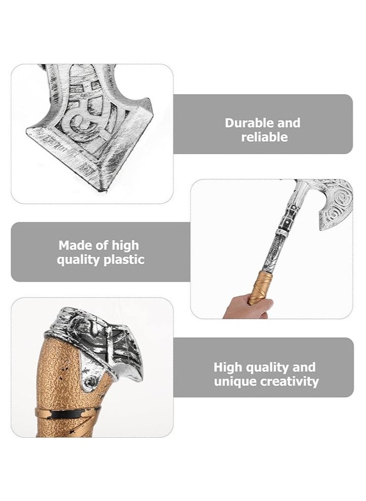 Generic - Halloween Knife Halloween Fake Axe: Plastic Metal Silver Axe, Cospaly Fancy Dress Prop, Realistic Axe Props for Halloween Paty Masquerade Performance 2PCS Vintage Without Bloody Fake Axe - Image 1