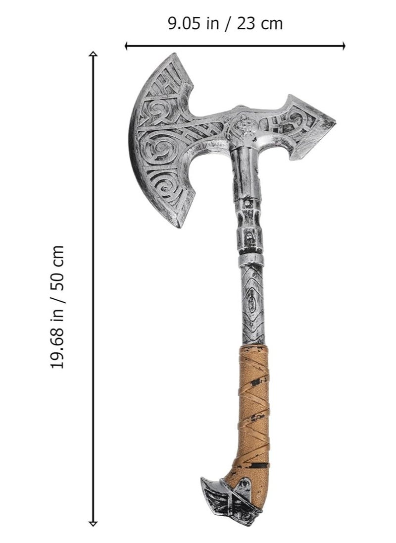 Generic - Halloween Knife Halloween Fake Axe: Plastic Metal Silver Axe, Cospaly Fancy Dress Prop, Realistic Axe Props for Halloween Paty Masquerade Performance 2PCS Vintage Without Bloody Fake Axe - Image 1