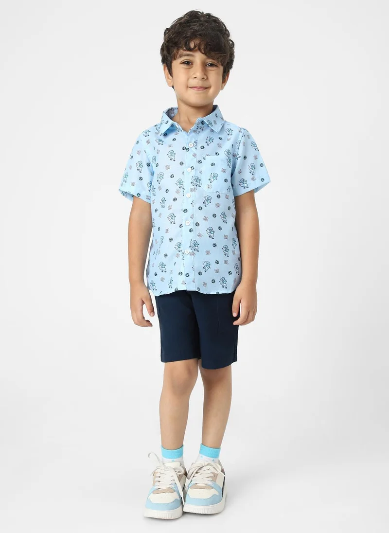 Nautinati Nautinati Boys' Cotton Dino Printed Shirt and Shorts