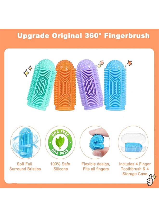 Finger Tooth Brushing Baby Toothbrush 4 Pcs with 4 Travel Storage Case,Food Grade Silicone Baby Finger Toothbrush,Soft Infant Toothbrushes for Toddlers 0-36,Oral Cleaner,Gum Brush - Image 2