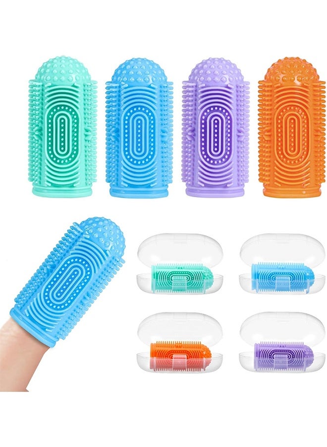 Finger Tooth Brushing Baby Toothbrush 4 Pcs with 4 Travel Storage Case,Food Grade Silicone Baby Finger Toothbrush,Soft Infant Toothbrushes for Toddlers 0-36,Oral Cleaner,Gum Brush - Image 1