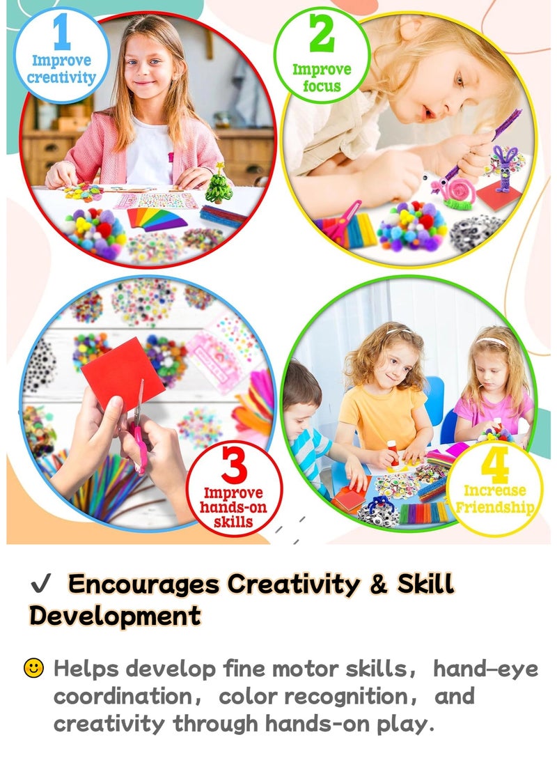 نجمة ولاء صندوق أدوات الحرف اليدوية للأطفال - مجموعة فنية وحرفية إبداعية مع خرز وملصقات وكرات صوفية وأدوات، مجموعة حرفية تعليمية للبنات والأولاد من عمر 5 سنوات فما فوق - Image 4