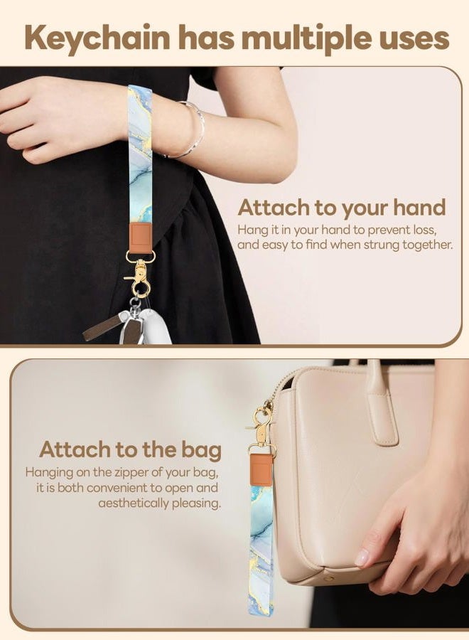 Handlein Wristlet Keychain for Women and Men，Key Chain Holder，Wrist Lanyard for Keys., Marble C, S - Image 4