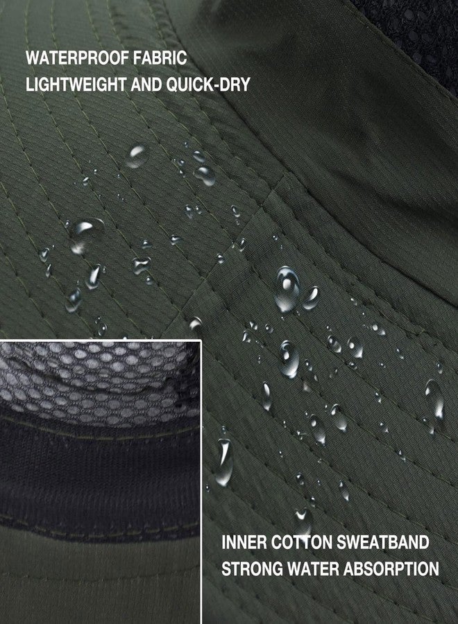 Massmot Polyester Sun Hat For Men, Wide Brim Summer Protection Cap, Round Cap For Men, Beach Fishing Hat For Hiking, Fishing, Gardning, Travel (Army Green), Free Size - Image 4