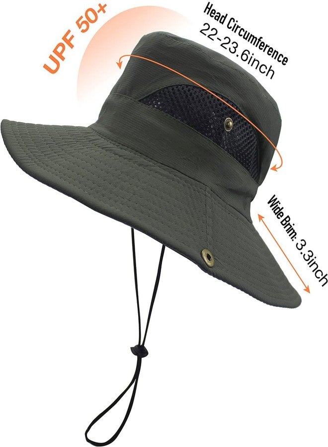 Massmot Polyester Sun Hat For Men, Wide Brim Summer Protection Cap, Round Cap For Men, Beach Fishing Hat For Hiking, Fishing, Gardning, Travel (Army Green), Free Size - Image 2