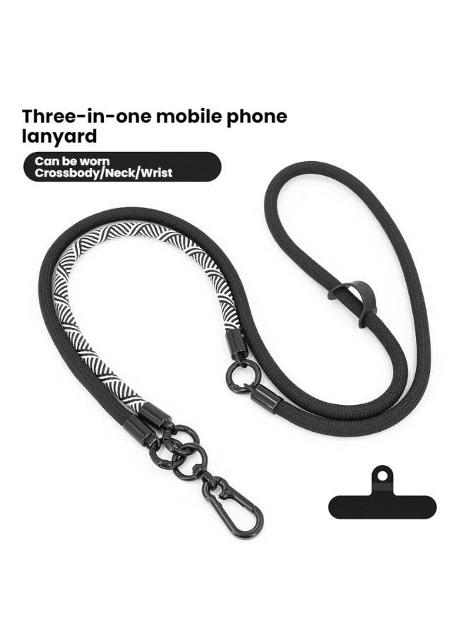 3-in-1 Phone Lanyard, Premium Crossbody Strap, 120cm, Neck/Wrist Dual-Use Strap Compatible with Most Smartphone Cases, Elegant Pattern Design, 8mm Thickness - Image 3