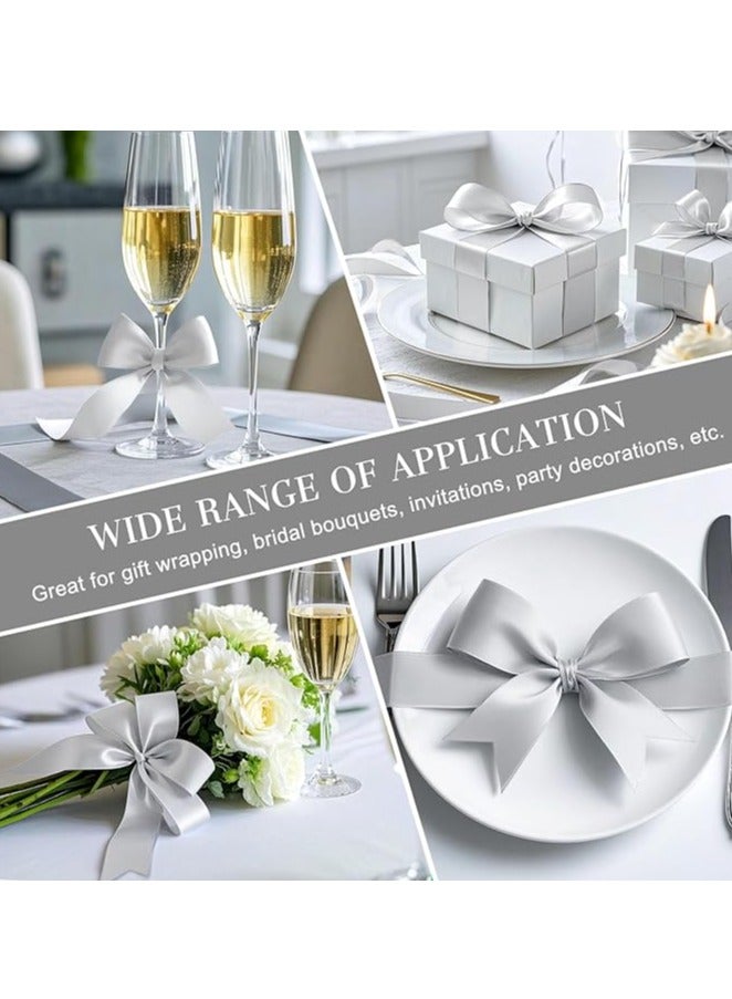 شريط فضي من قماش الساتان الرمادي بطول 25 ياردة، مقاس 1.5 بوصة، لتغليف الهدايا، وزينة شجرة عيد الميلاد، وصنع الأقواس، والحرف اليدوية، ومشاريع الخياطة، وحفلات الزفاف. - Image 5
