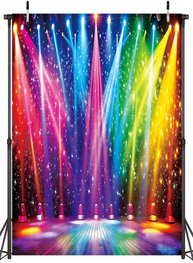 CINRAY Disco Rainbow Stage Photography Backdrop 7x5FT Colorful Glitter Vintage Lights Disco 70s 80s 90s Background Rock Music Club Neon Glow Party Decorations Supplies Photo Props - Image 2