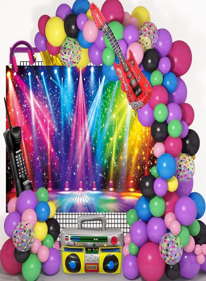 CINRAY Disco Rainbow Stage Photography Backdrop 7x5FT Colorful Glitter Vintage Lights Disco 70s 80s 90s Background Rock Music Club Neon Glow Party Decorations Supplies Photo Props - Image 5